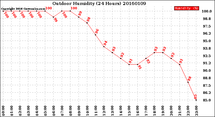 Milwaukee Weather Outdoor Humidity<br>(24 Hours)