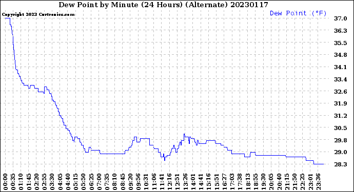 Milwaukee Weather Dew Point<br>by Minute<br>(24 Hours) (Alternate)