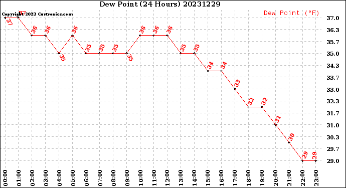 Milwaukee Weather Dew Point<br>(24 Hours)